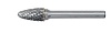 Шарошка карбидная F 6мм параболическая 8*18*63мм 36617